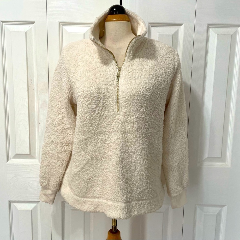 Calvin Klein Sherpa Style Cream Teddy Sweatshirt Jacket Large